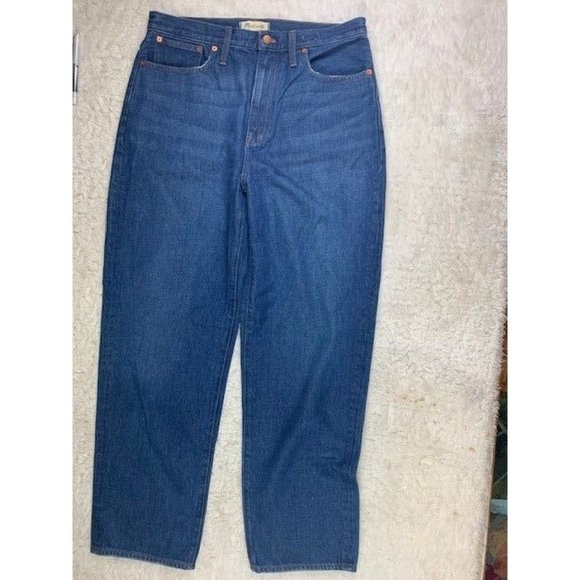 Madewell Size 31 Womens Jeans Baggy Straight Dark Wash High Rise - Picture 1 of 4